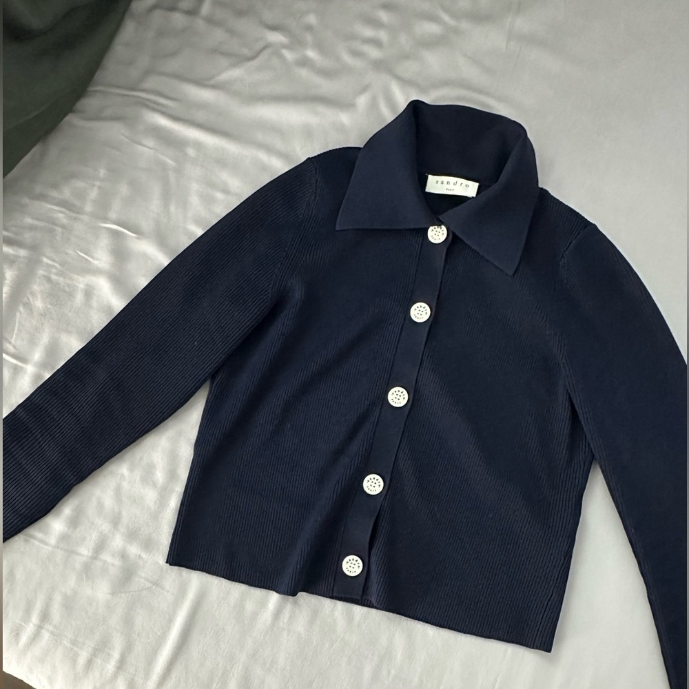 Sandro cropped knit cardigan top